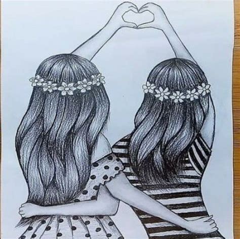 best friends pencil drawing